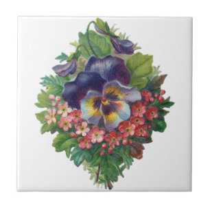 Victorian Purple Pansy Bouquet for Mother's Day Ceramic Tile