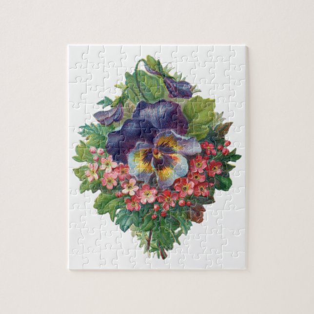 Victorian Purple Pansy Bouquet for Mother's Day Jigsaw Puzzle (Vertical)