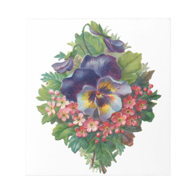 Victorian Purple Pansy Bouquet for Mother's Day Notepad (Front)