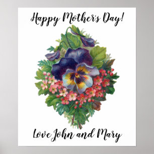 Victorian Purple Pansy Bouquet for Mother's Day Poster