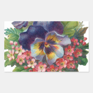 Victorian Purple Pansy Bouquet for Mother's Day Rectangular Sticker