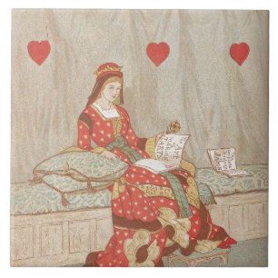Victorian Queen of Hearts 1900's Valentine Ceramic Tile