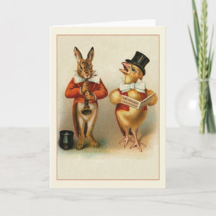 Victorian Rabbit and Chick Easter Note Card