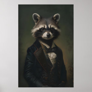 Victorian Racoon Portrait, Gothic Art Print
