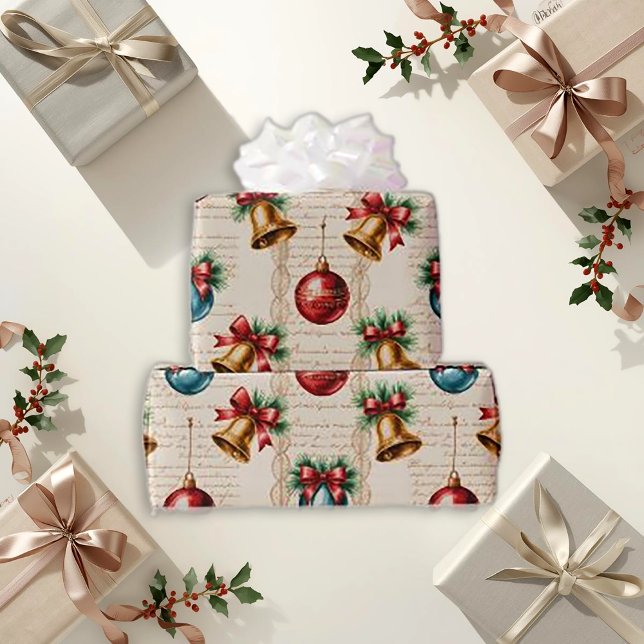 Victorian Red Blue Ornament Wrapping Paper (Creator Uploaded)