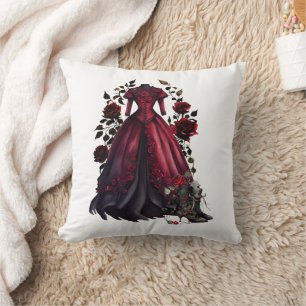 Victorian Red Dress and Heels   Antique Roses Gown Cushion