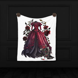 Victorian Red Dress and Heels   Antique Roses Gown Tapestry