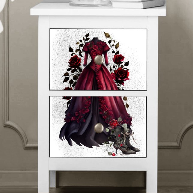 Victorian Red Dress and Heels | Antique Roses Gown Tissue Paper (Creator Uploaded)