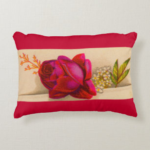 Victorian red rose decorative cushion