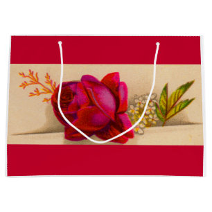 Victorian red rose large gift bag