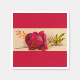 Victorian red rose napkin