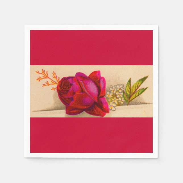 Victorian red rose napkin (Front)