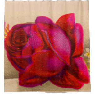 Victorian red rose shower curtain