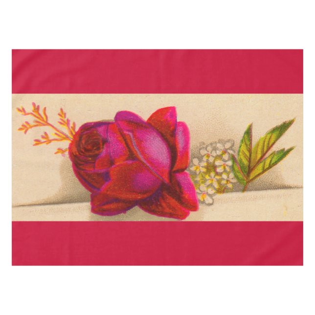 Victorian red rose tablecloth (Front (Horizontal))