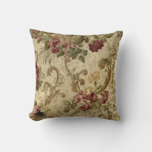 Victorian Red Roses and Scrolls Cushion