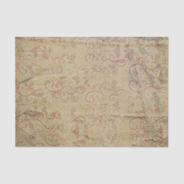 Victorian Red Scrolls on a Gold Background Tissue Paper (Front)