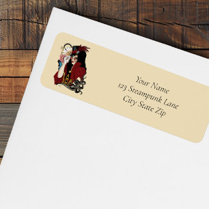 Victorian Red Steampunk Black Octopus Return Address Label
