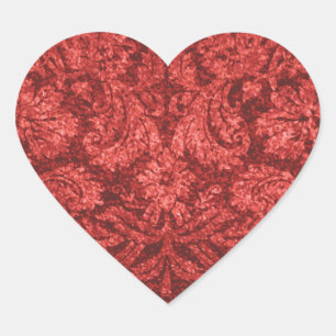 Victorian Red Wallpaper Heart Shape Sticker