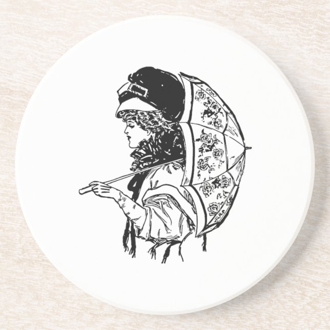 Victorian Regency Woman with Parasol Portrait Coaster (Front)