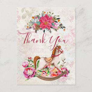 Victorian Rocking Horse Christmas Thank You Postcard