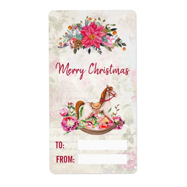 Victorian Rocking Horse & Poinsettia Christmas (Front)