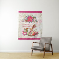 Victorian Rocking Horse & Poinsettia Christmas