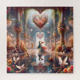 Victorian Rococo Enchanted Valentine Dance Jigsaw Puzzle