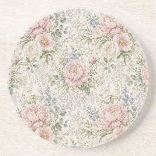 Victorian Romance: Blushing Peonies Delicate Lace Coaster