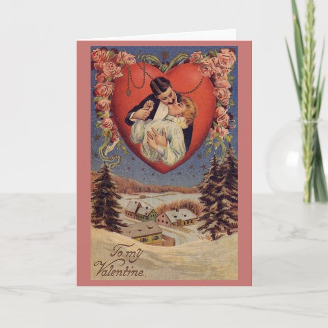 Victorian Romance Valentine Greeting Card (Front)
