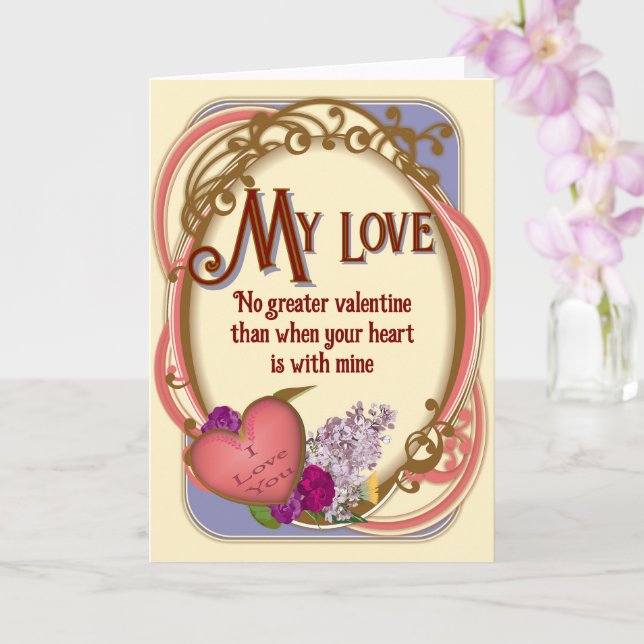 Victorian Romantic Customisable Valentine Card (Orchid)
