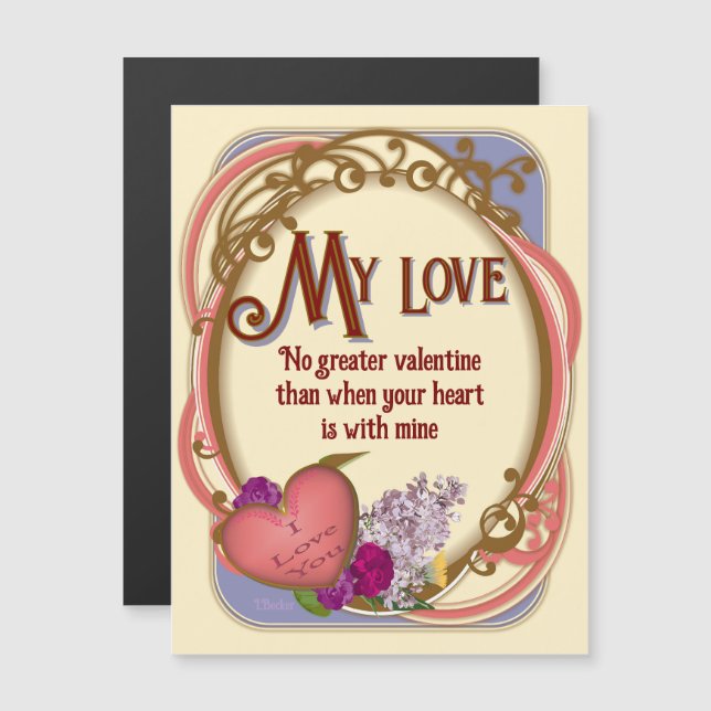 Victorian Romantic Customisable Valentine Magnet (Front/Back)