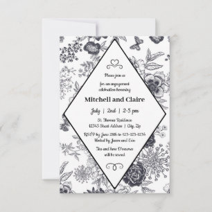 Victorian Rose -3x5 Engagement Party Invitation