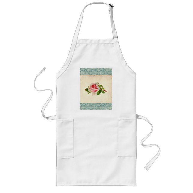 Victorian Rose and Damask Long Apron (Front)