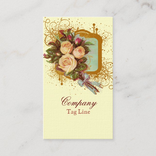 Victorian Rose Bouquet Elegant Business Cards (Front)
