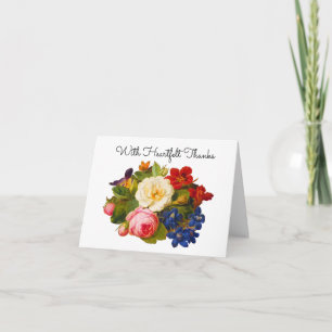 Victorian Rose Bouquet With Heartfelt Thanks Thank You Card