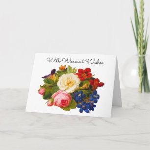 Victorian Rose Bouquet With Warmest Wishes Thank You Card