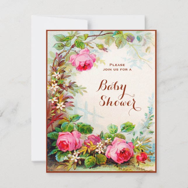 Victorian Rose Cottage Garden Baby Shower Invitation (Front)