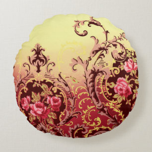 Victorian rose elegant floral vintage round cushion