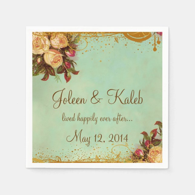 Victorian Rose Elegant Personalised Napkins (Front)