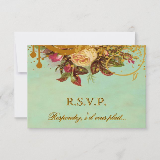 Victorian Rose Elegant RSVP Cards (Front)