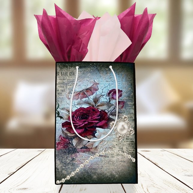 Victorian Rose Ephemera Medium Gift Bag (Creator Uploaded)