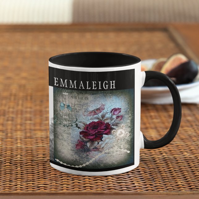 Victorian Rose Ephemera Monogram Mug (Creator Uploaded)