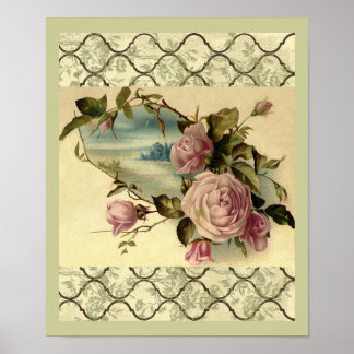 Victorian Rose Garden Gate by the Sea Poster