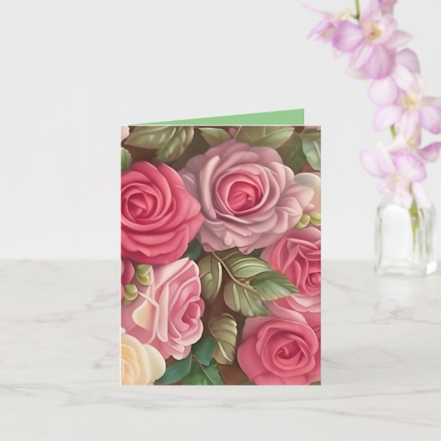 Victorian Rose Garden - Pastel Pink Blooms Card (Orchid)