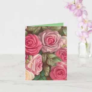 Victorian Rose Garden - Pastel Pink Blooms Card