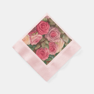 Victorian Rose Garden - Pastel Pink Blooms Napkin
