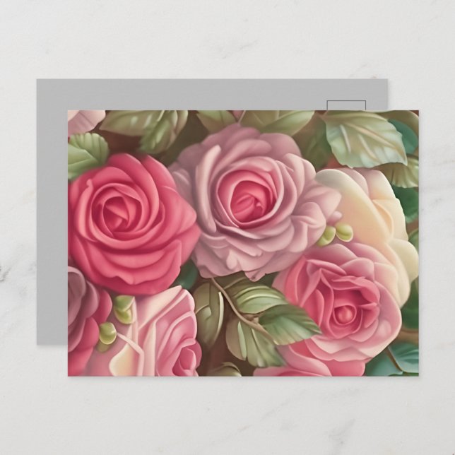 Victorian Rose Garden - Pastel Pink Blooms Postcard (Front/Back)