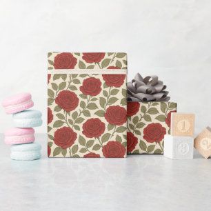 Victorian Rose Garden Pretty Red Flowers Wrapping Paper