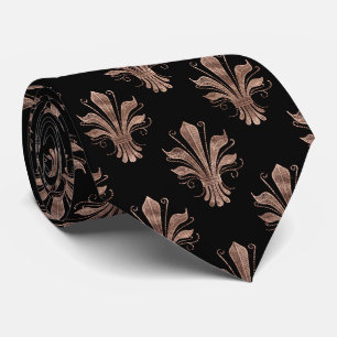 Victorian rose gold black pattern Wedding neck tie