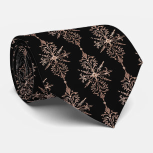 Victorian rose gold black pattern Wedding neck tie